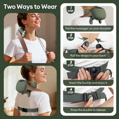 Shiatsu Neck & Shoulder Massager with Heat – Bionic Hand Deep Kneading Back Massager, Portable Rechargeable Massage Device