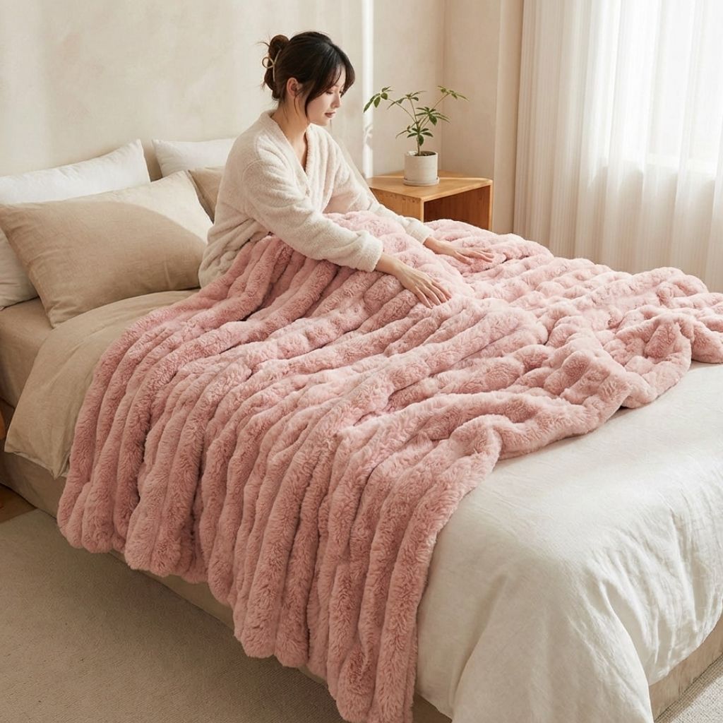 Thick Flannel Fleece Blanket – Soft Plush Sofa and Bed Blanket for All-Season Comfort