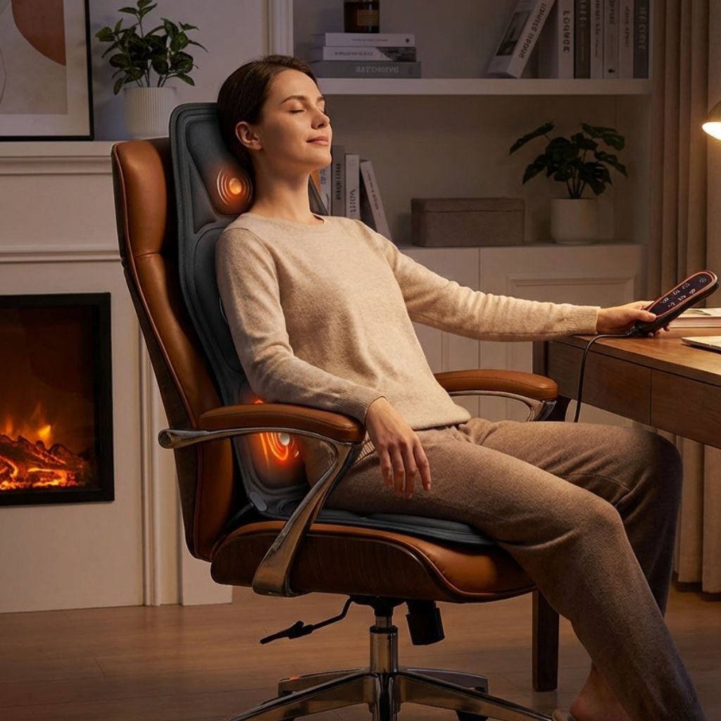 Electric Back Massager Chair Cushion with Heat – Relaxing Massage Mat for Home & Couch Use