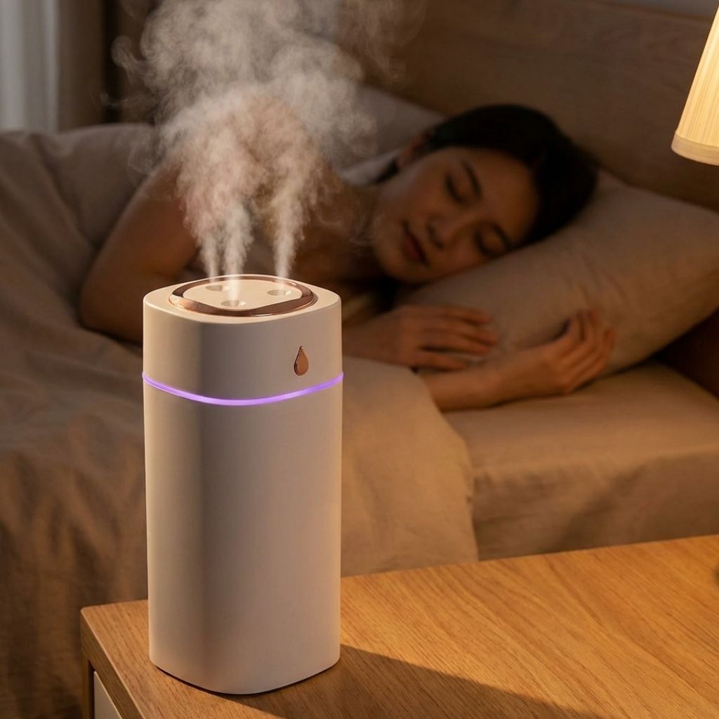 Quiet Bedroom Humidifier with Soft Night Light – Gentle Mist for Nighttime Comfort