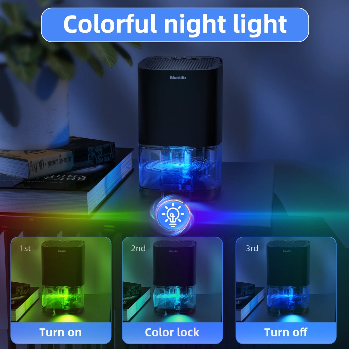 Dehumidifier for Damp Spaces – 1000ml Quiet Dehumidifier for Home, Office & RV