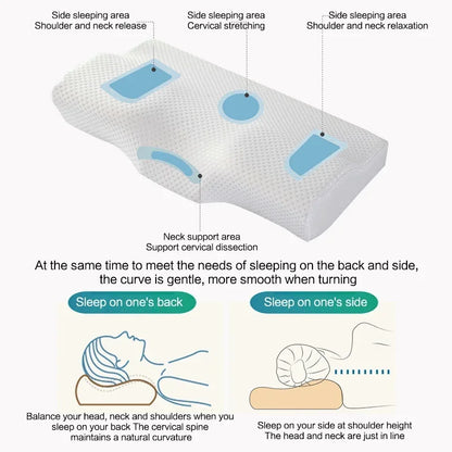 Ergonomic Cervical Memory Foam Pillow – Neck Support Pillow for Back & Side Sleepers