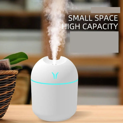 Mini USB Air Humidifier with Night Light – Quiet Desktop Humidifier for Bedroom, Office & Car