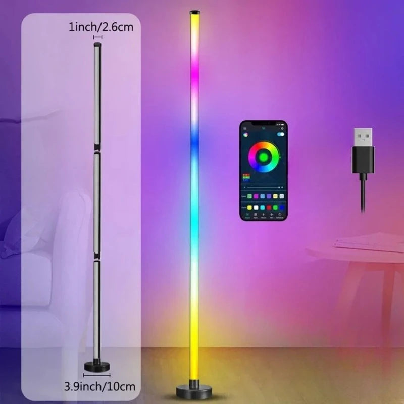 Smart RGB LED Floor Lamp – App and Remote Control Corner Standing Lamp with Music Sync