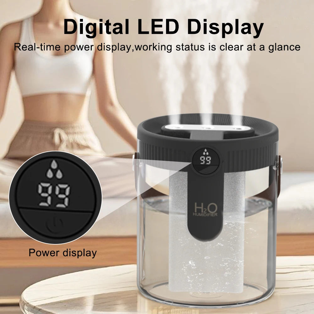 Bedroom Humidifier – Quiet 1.5L Rechargeable Humidifier with Night Light