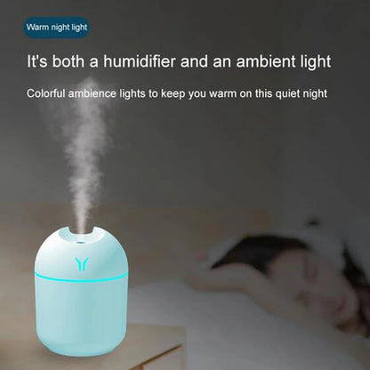 Mini USB Air Humidifier with Night Light – Quiet Desktop Humidifier for Bedroom, Office & Car