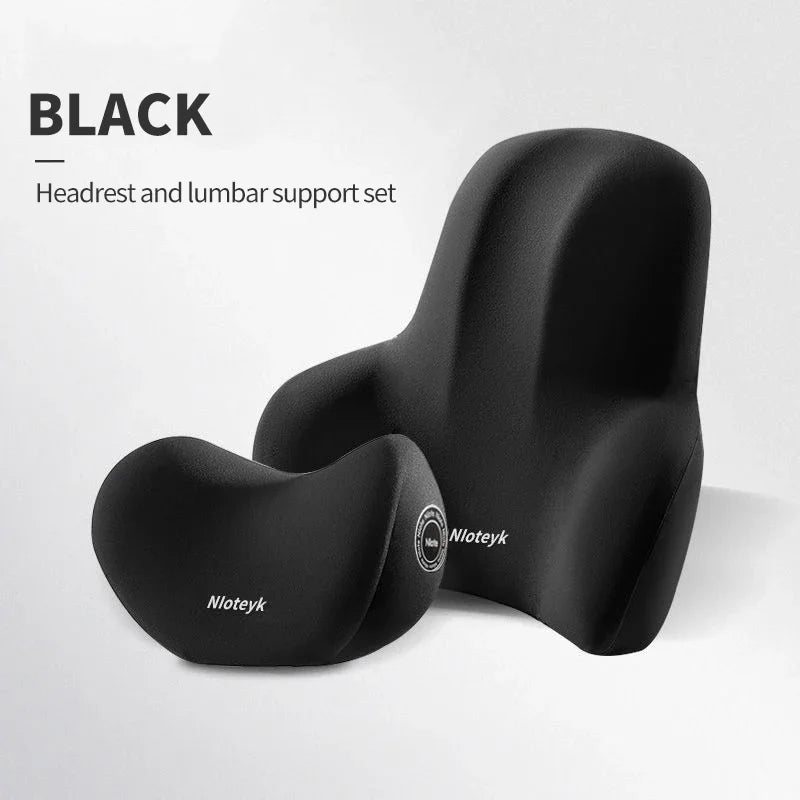 Car Neck & Lumbar Support Pillow – Memory Foam Headrest and Back Cushion for Driving Comfort