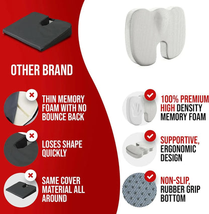 Ergonomic Memory Foam Seat Cushion for Office Chair – Comfort Cushion for Long Sitting