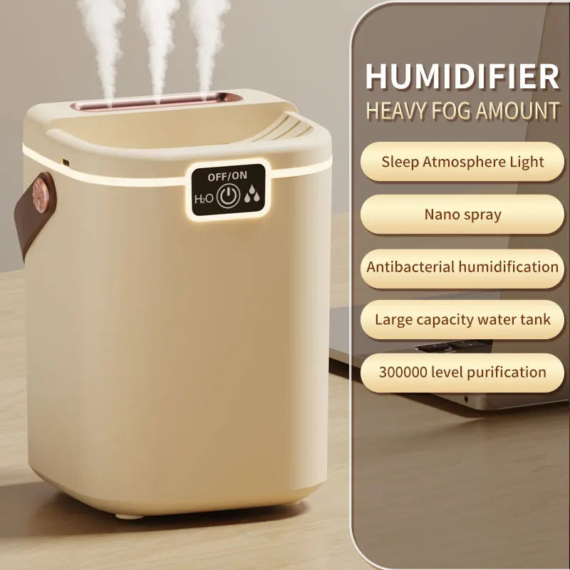 Large Capacity Air Humidifier for Living Room – Triple Nozzle Mist with Night Light