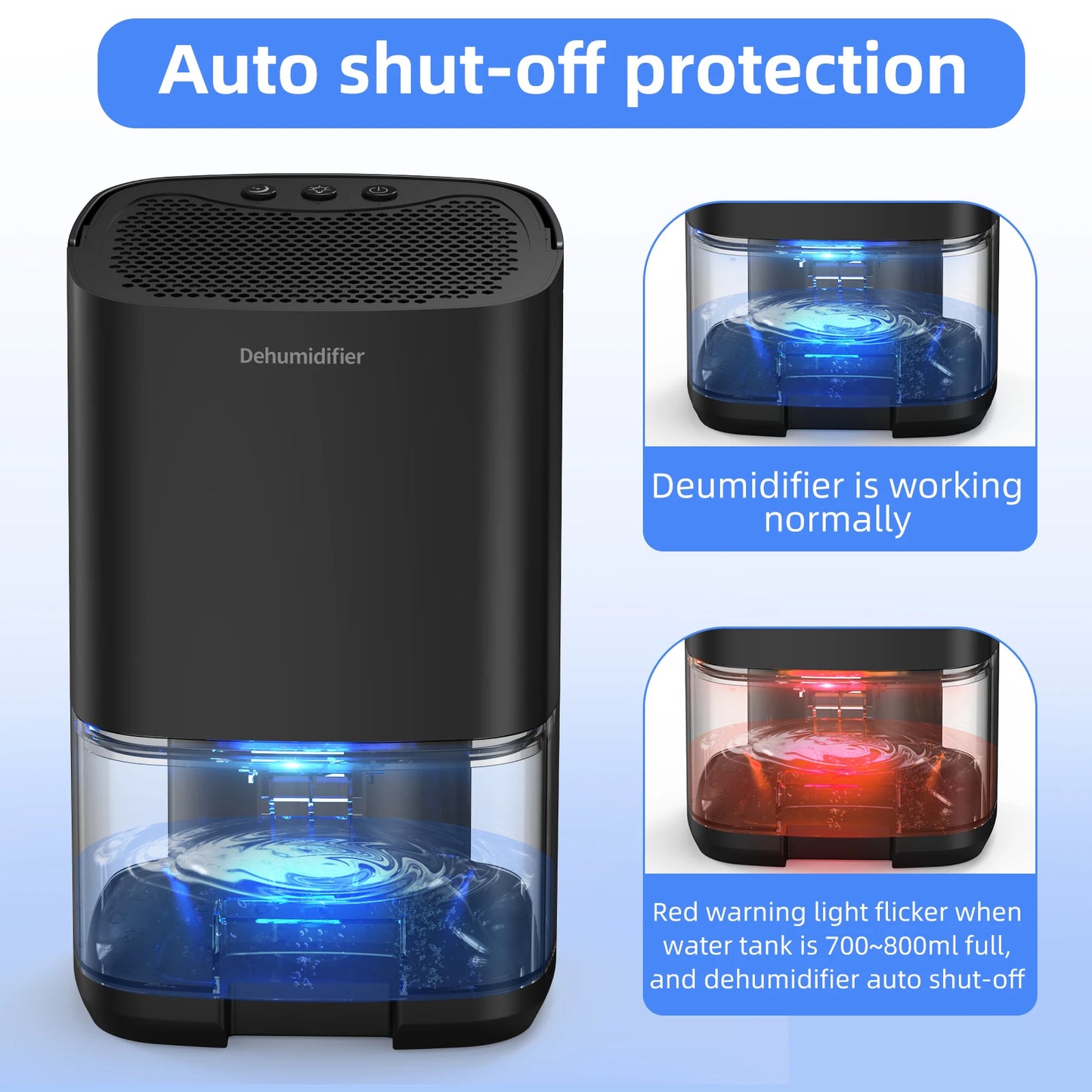 Dehumidifier for Damp Spaces – 1000ml Quiet Dehumidifier for Home, Office & RV