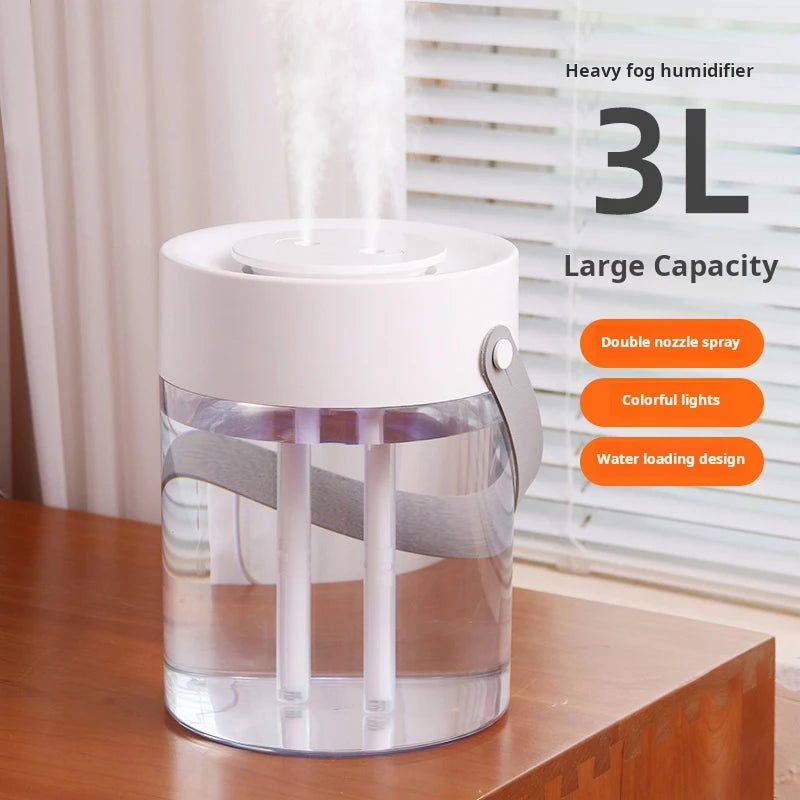 Humidifier for Dry Indoor Air – Quiet 3L Double Spray Humidifier for Bedroom & Office