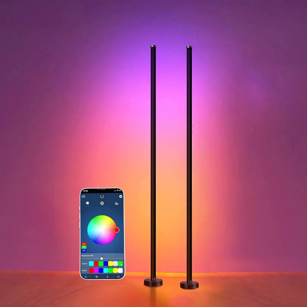 Smart RGB LED Floor Lamp – App and Remote Control Corner Standing Lamp with Music Sync