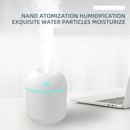 Mini USB Air Humidifier with Night Light – Quiet Desktop Humidifier for Bedroom, Office & Car