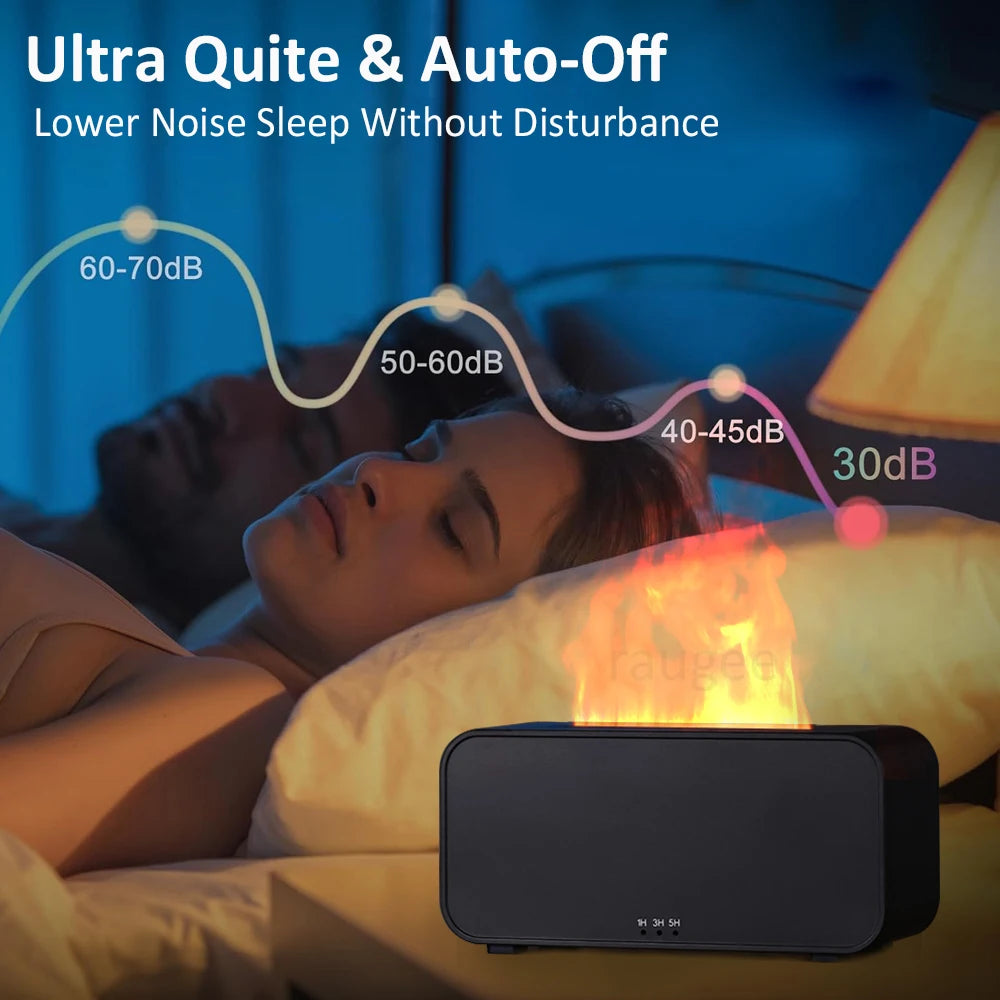 Flame Aroma Humidifier Diffuser for Sleep – Quiet Mini Essential Oil Diffuser with LED Light