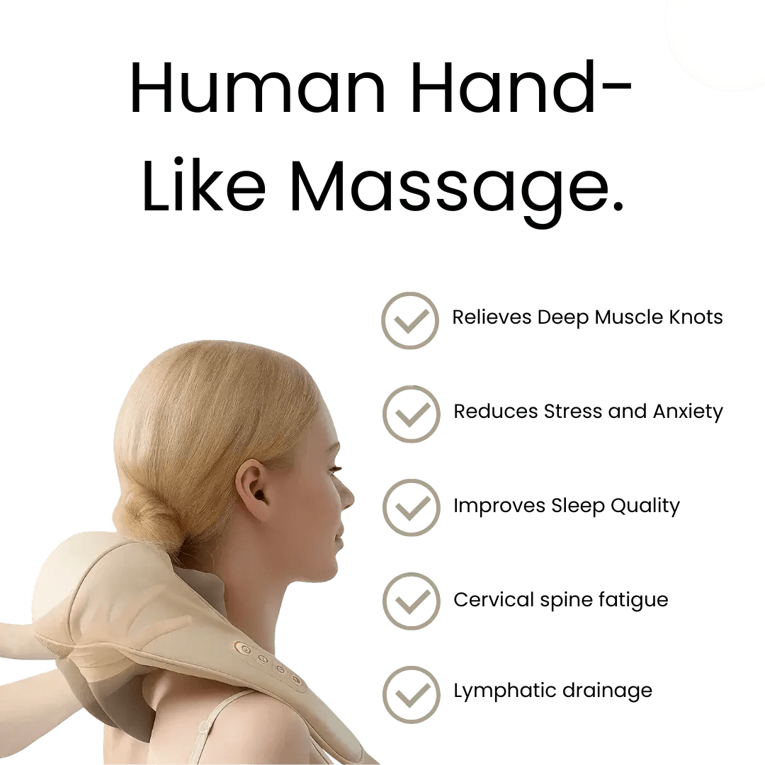 Deep Tissue Neck, Shoulder & Back Massager with Heat – Portable Shiatsu Massage Device for Pain Relief & Muscle Recovery - Circadian Dream
