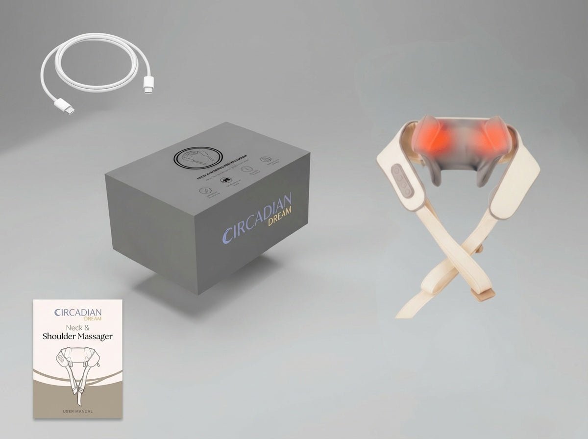 Heated Neck & Shoulder Massager for Office & Desk Work – Deep Tissue Shiatsu Back Massager with Heat for Neck Pain, Shoulder Tension & Upper Back Relief - Circadian Dream