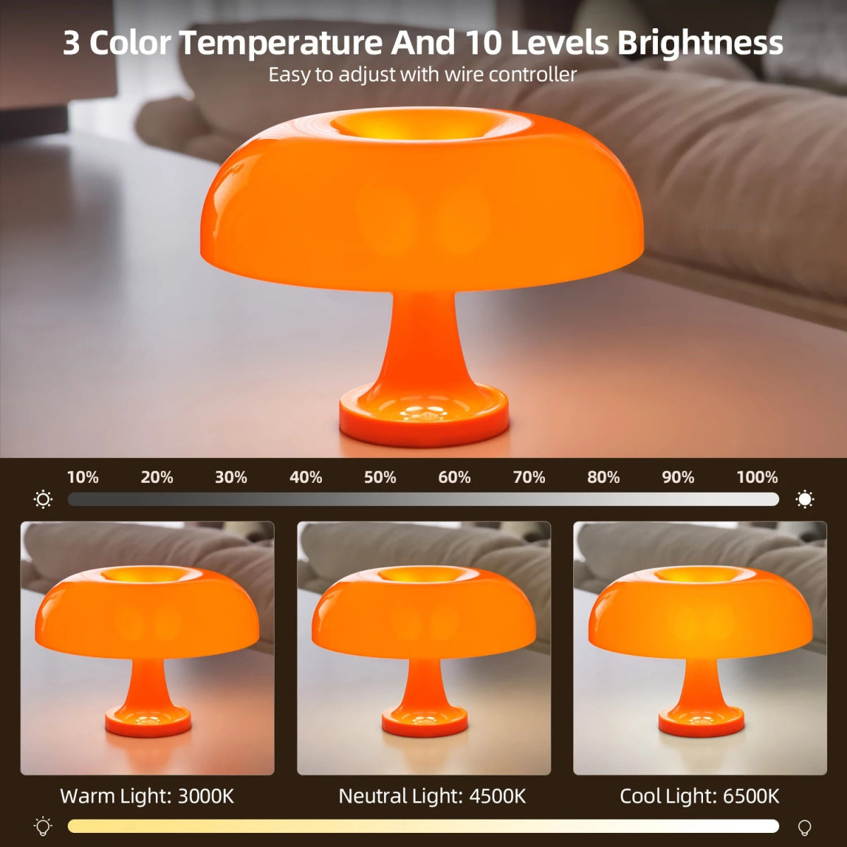 Modern Mushroom Table Lamp – Bauhaus Style Bedside Lamp with Adjustable Warm Lighting - Circadian Dream