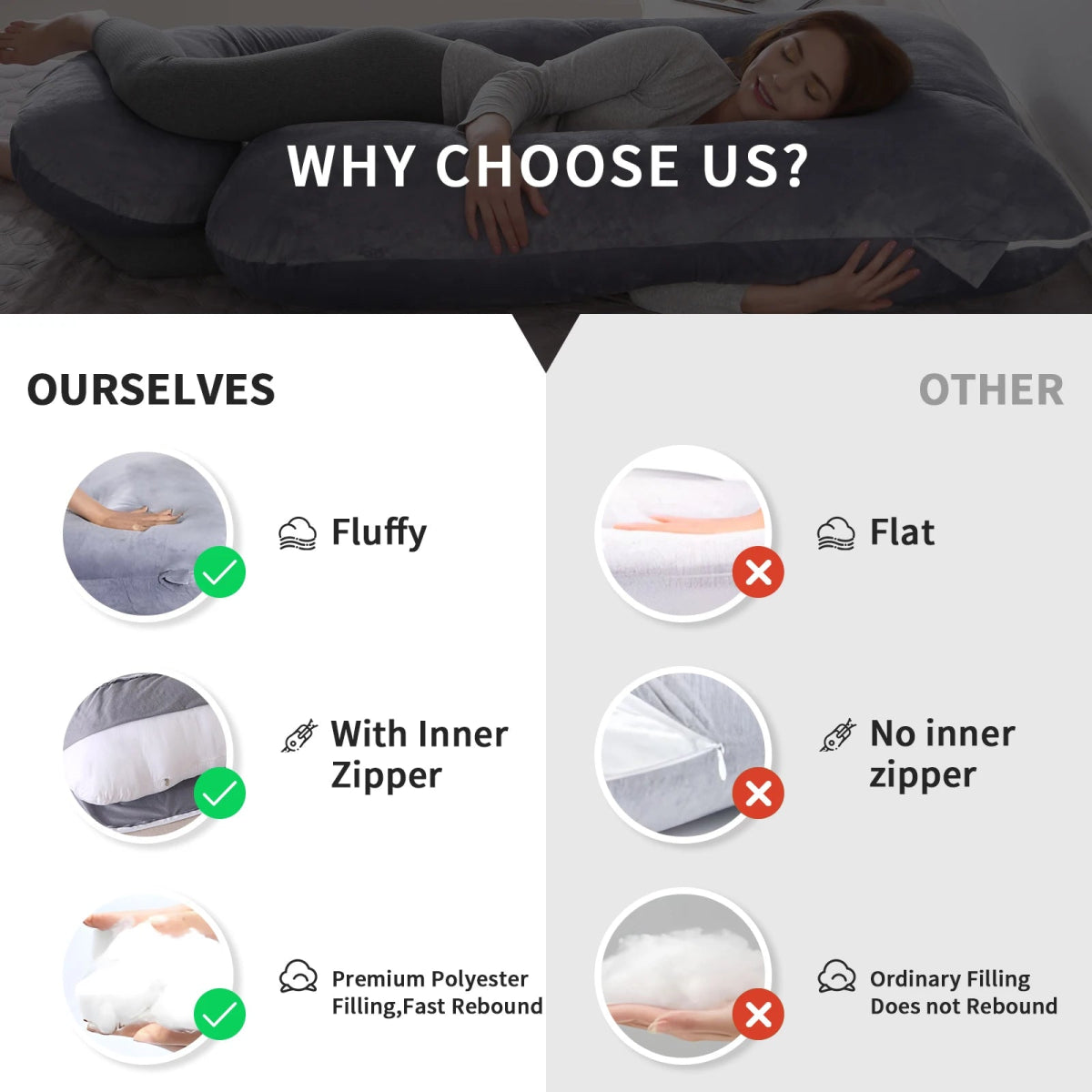 Pregnancy Pillow for Sleeping – G Shaped Full Body Maternity Pillow - Circadian Dream