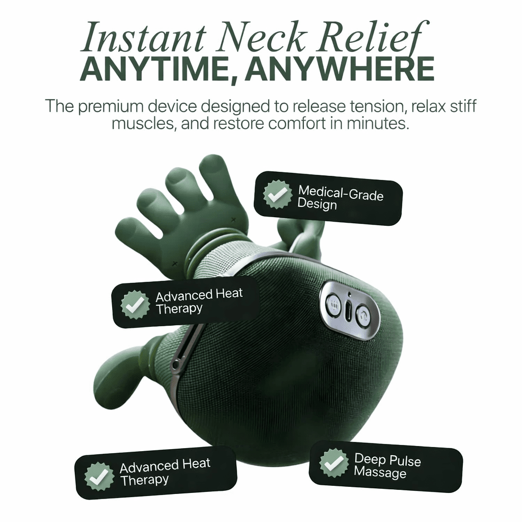 Neck & Shoulder Shiatsu Massager with Heat – Bionic Hand Deep-Kneading Muscle Comfort Tool