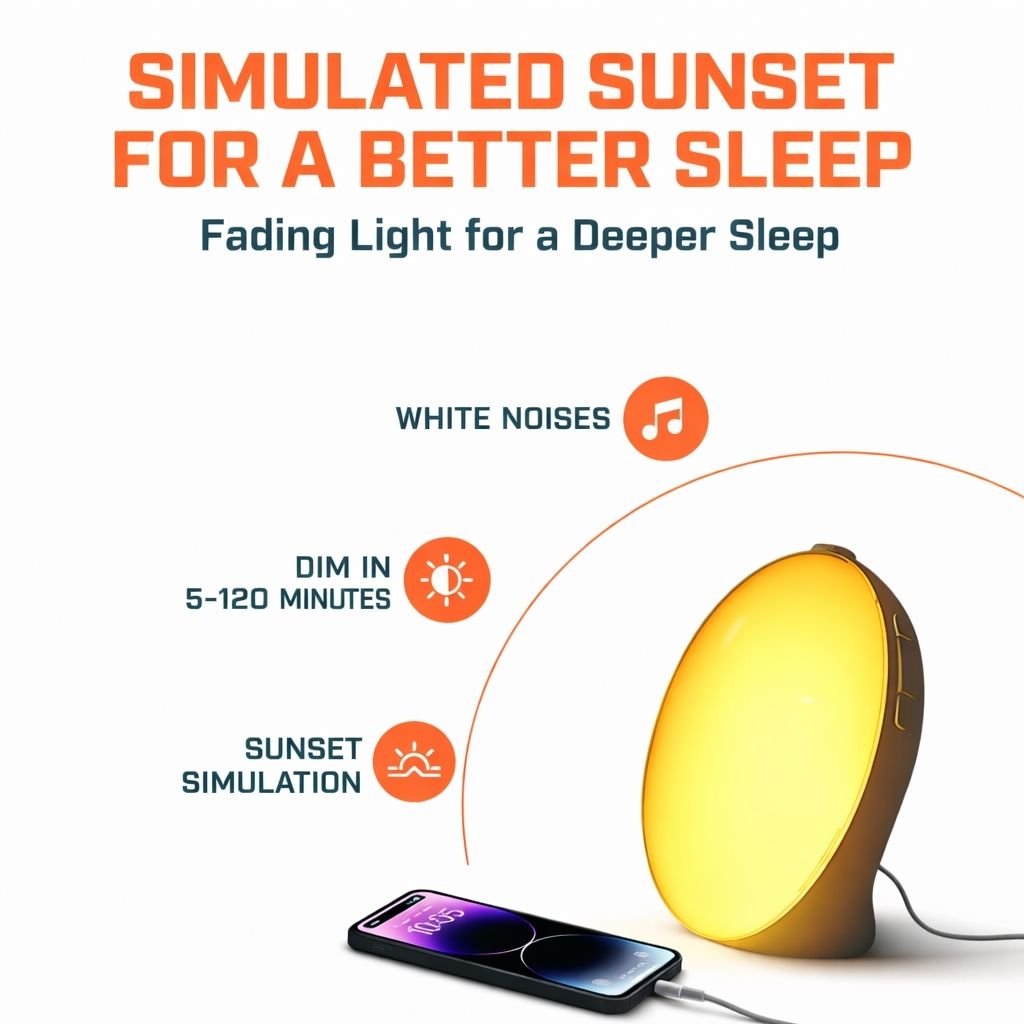 Sunrise Alarm Clock with Night Light & White Noise – Wake Up Light Alarm Clock - Circadian Dream