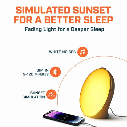 Sunrise Alarm Clock with Night Light & White Noise – Wake Up Light Alarm Clock - Circadian Dream