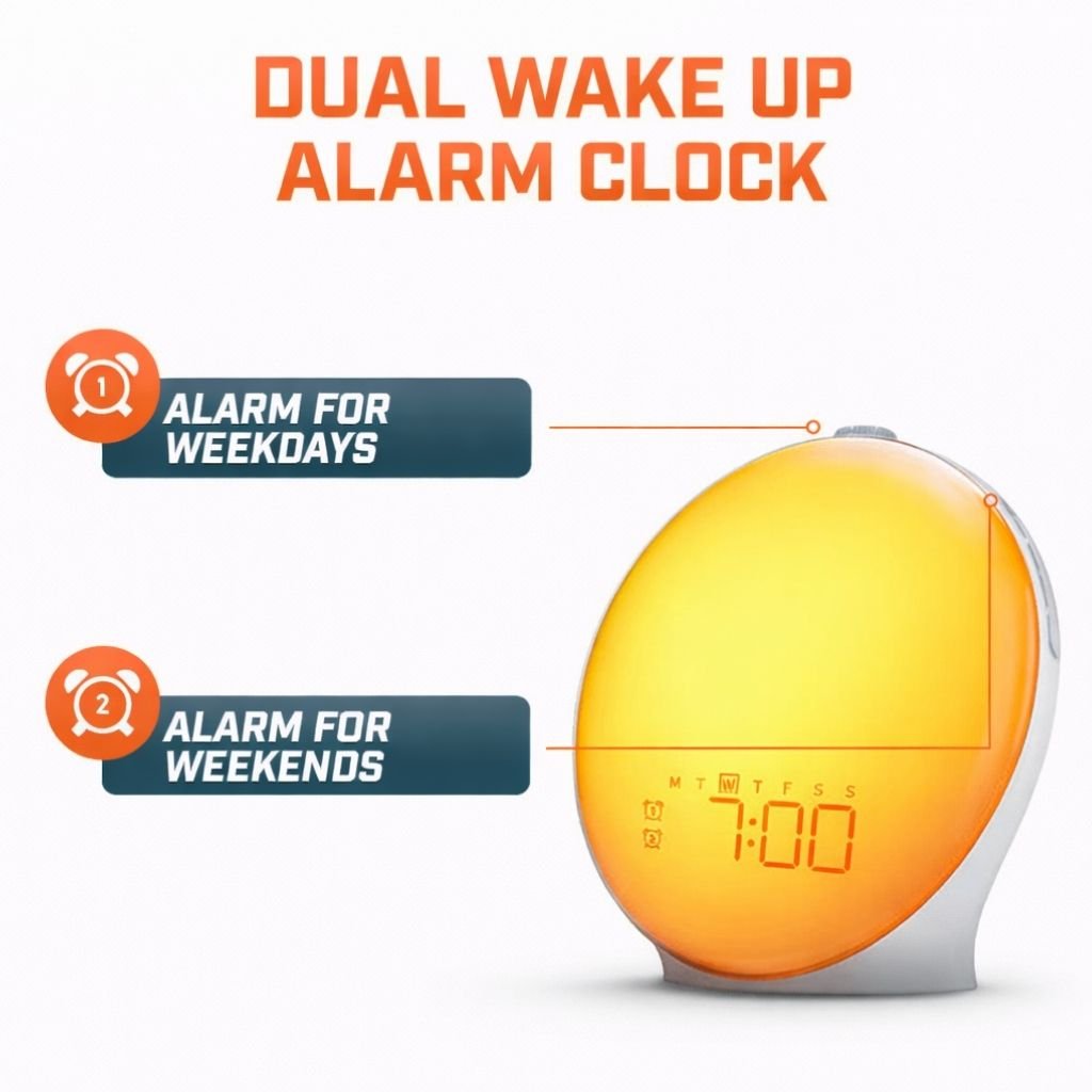 Sunrise Alarm Clock with Night Light & White Noise – Wake Up Light Alarm Clock - Circadian Dream