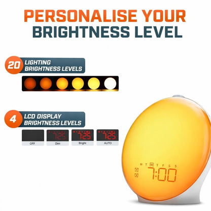 Sunrise Alarm Clock with Night Light & White Noise – Wake Up Light Alarm Clock - Circadian Dream