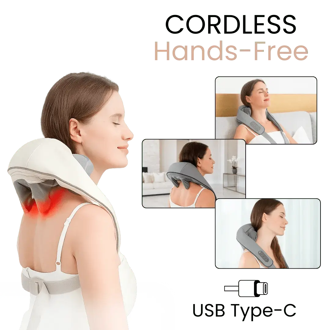 Deep Tissue Neck, Shoulder & Back Massager with Heat – Portable Shiatsu Massager for Daily Relaxation